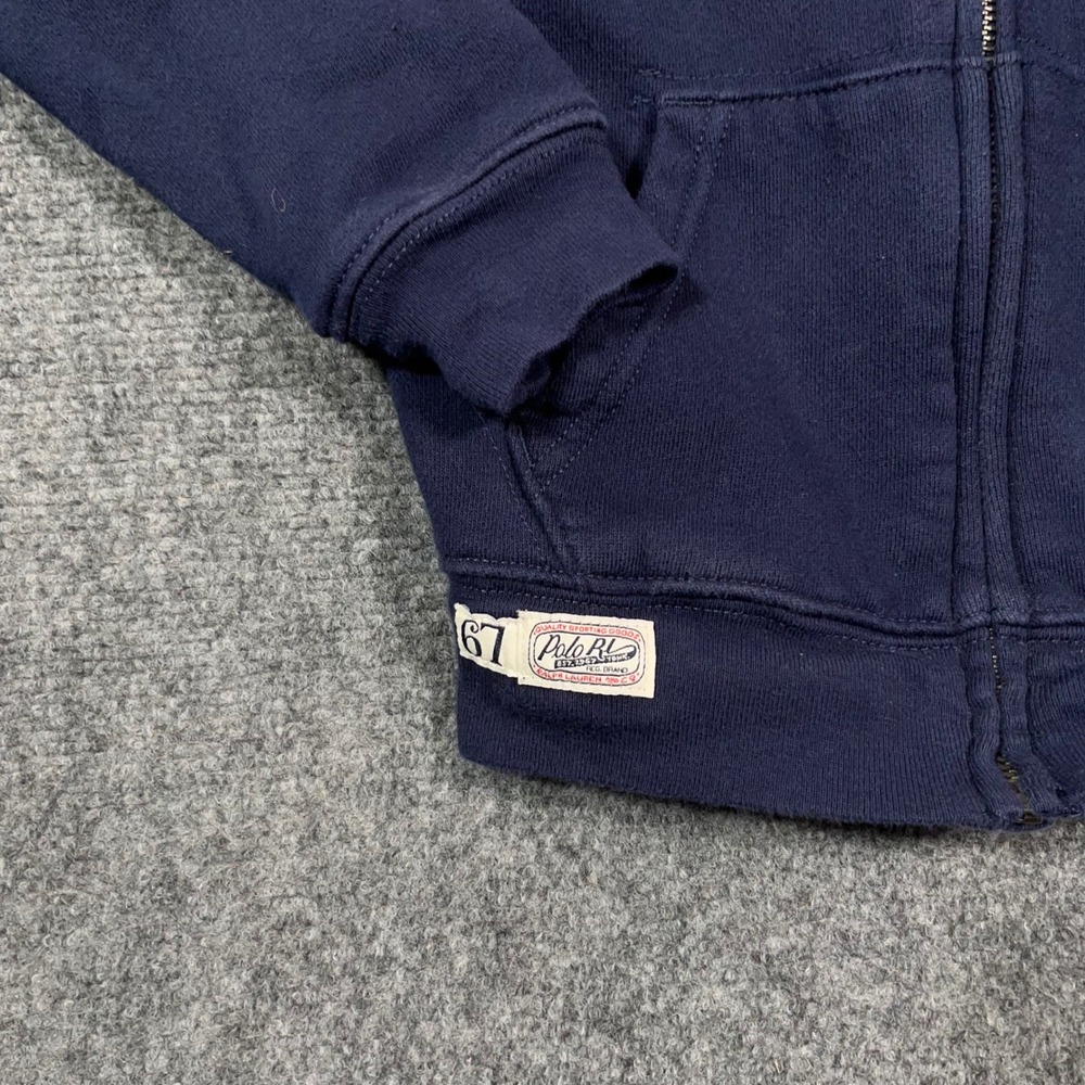 Polo Ralph Lauren Spell Out Full Zip Hoodie Kids Size 6 Applique Logo Navy Blue - Picture 4 of 7